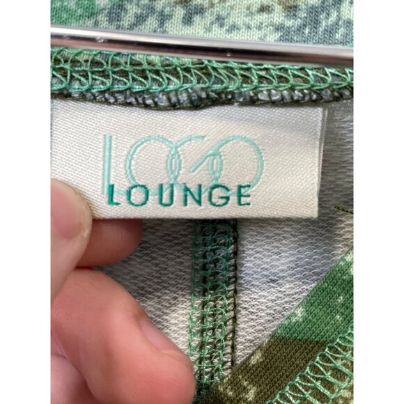 LOGO Lounge by Lori Goldstein Camo Print Split Neck Top Size Large Green Blue - Picture 5 of 10